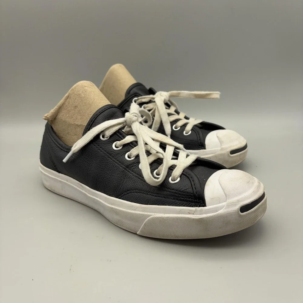 Converse Jack Purcell Shoes Womens Size 7.5 Black Leather Low Top Sneakers